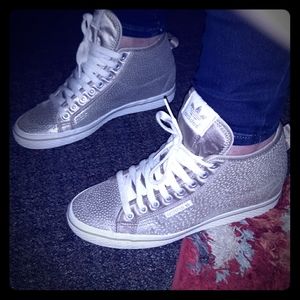 Adidas silver wedge sneakers
